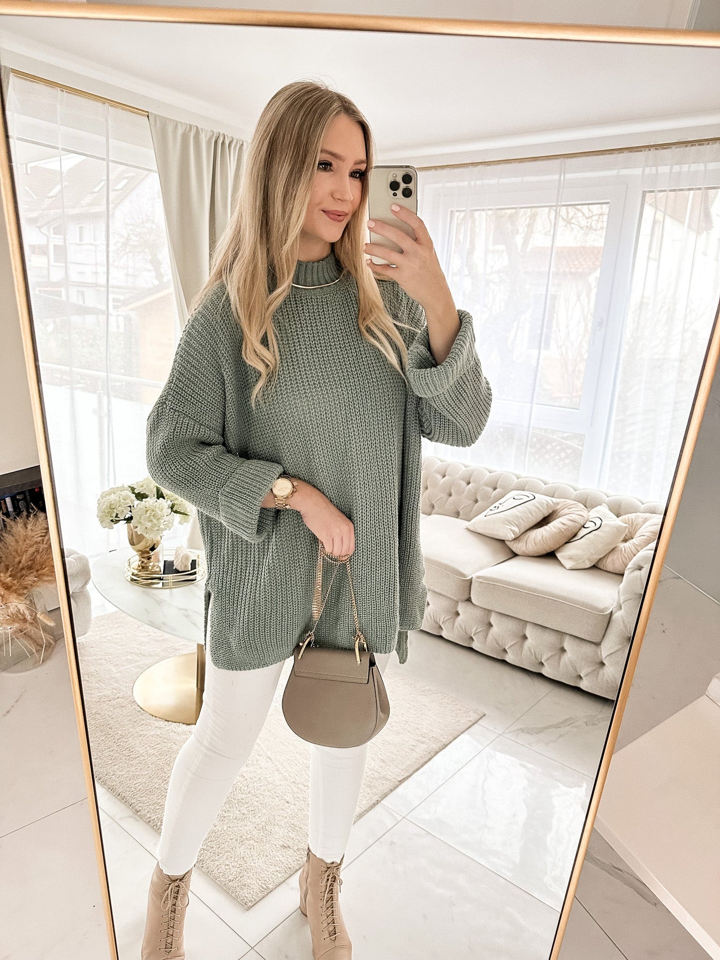 Long Pullover mit Seitenschlitz