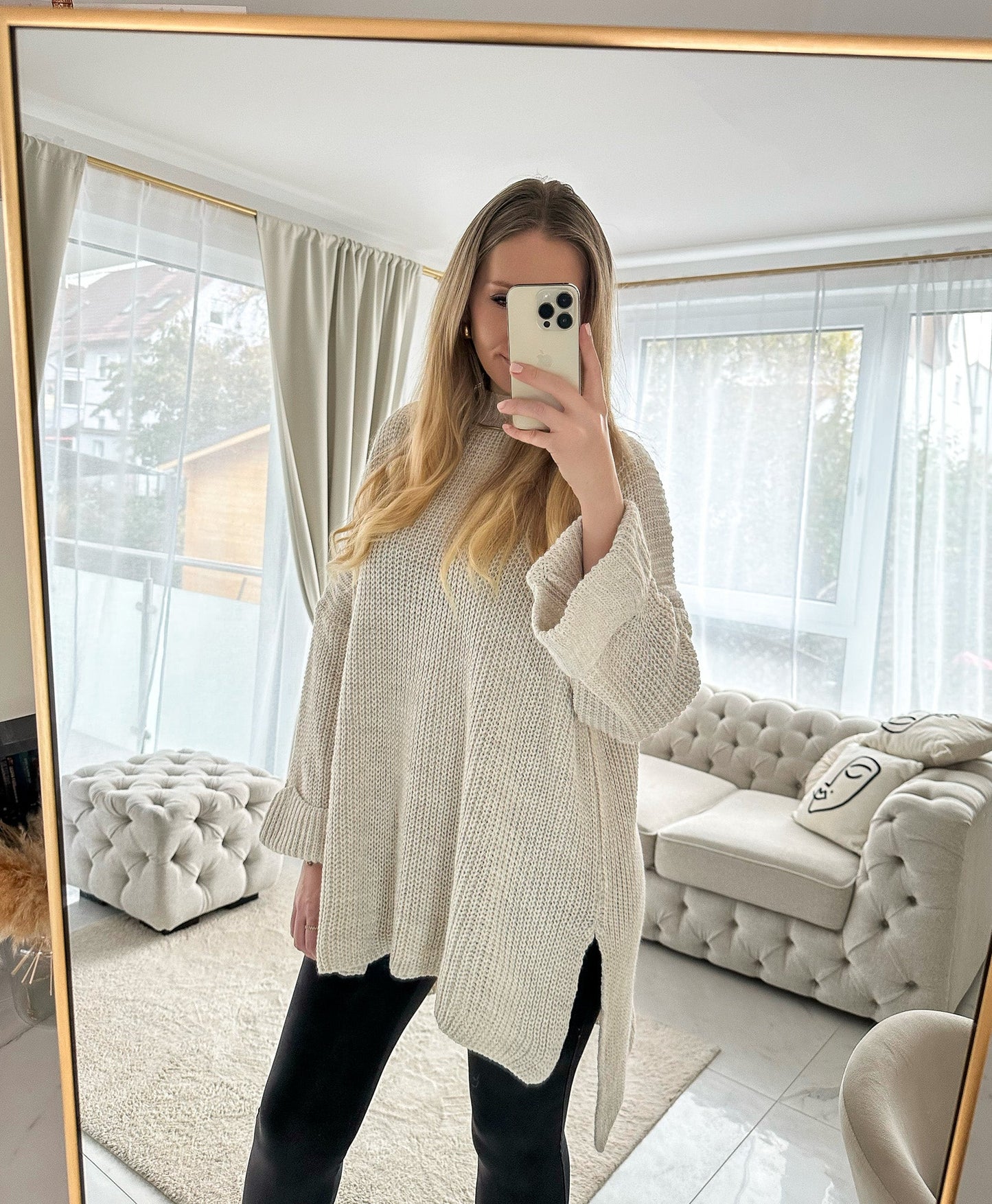 Long Pullover mit Seitenschlitz