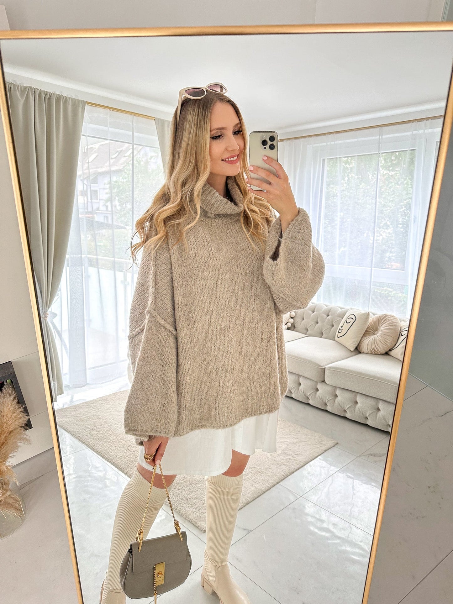 Wolke 7 – Long Sweater mit Rollkragen